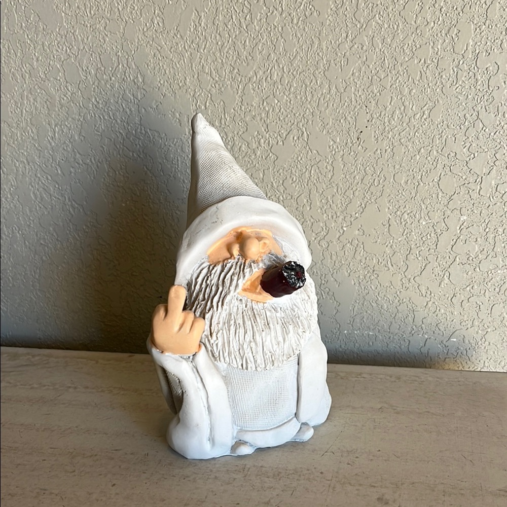 White Ceramic Gnome Figurine